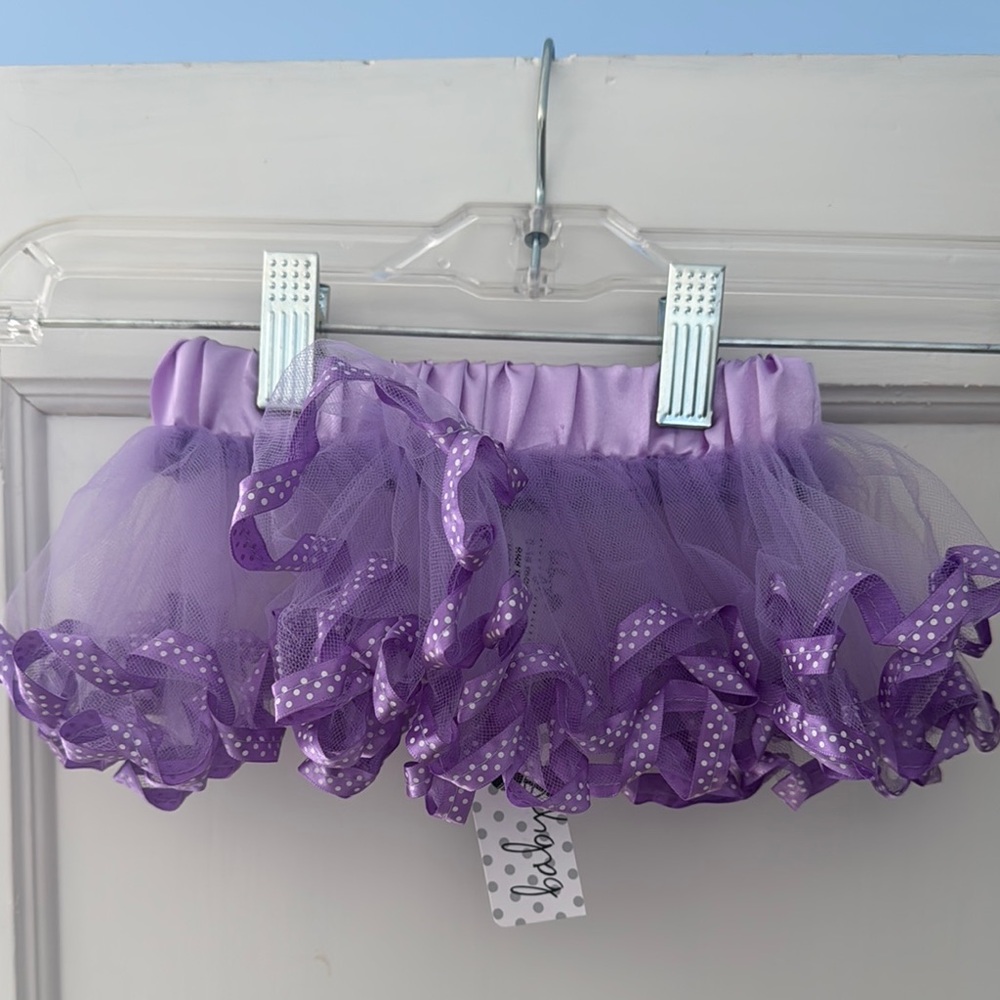 Purple Tulle Skirt with Polka Dot Trim